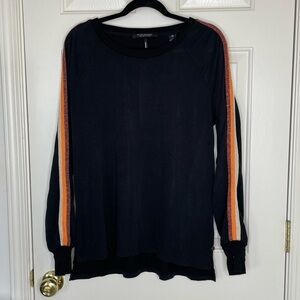 Scotch & Soda La Bohemienne Side Stripe long sleeve cotton black orange Top | M